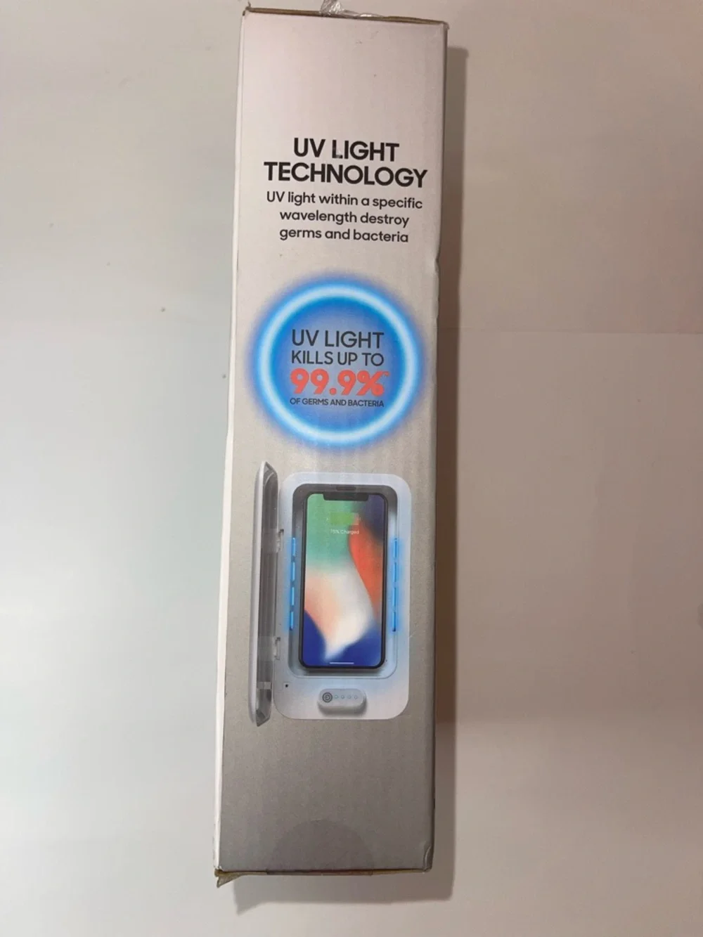Sharper Image White UV-Zone Phone Sanitizer with Blue UV Indicator